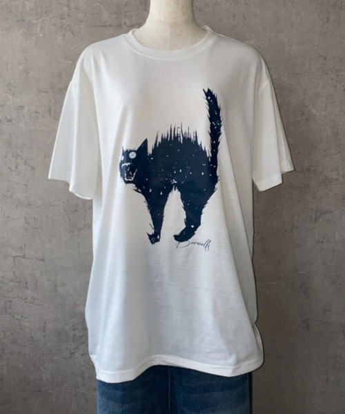 lilful tシャツ 「26年春夏新作」キャットプリントグラフィックTシャツ