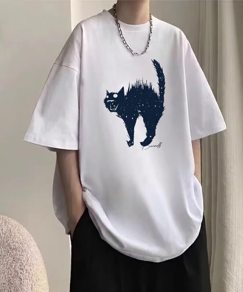 lilful tシャツ 「26年春夏新作」キャットプリントグラフィックTシャツ