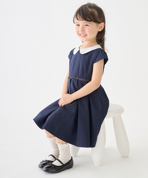 petit main ワンピース 衿つきタックワンピース キッズ 子供服 女の子