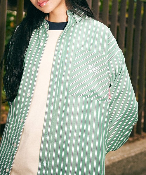 「VISION STREET WEAR」 長袖シャツ X-LARGE グリーン レディース_画像8