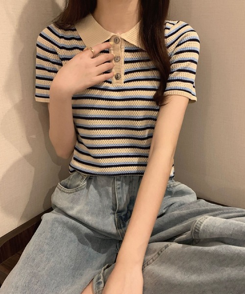 「meJane」 半袖ポロシャツ FREE ベージュ レディース_画像5