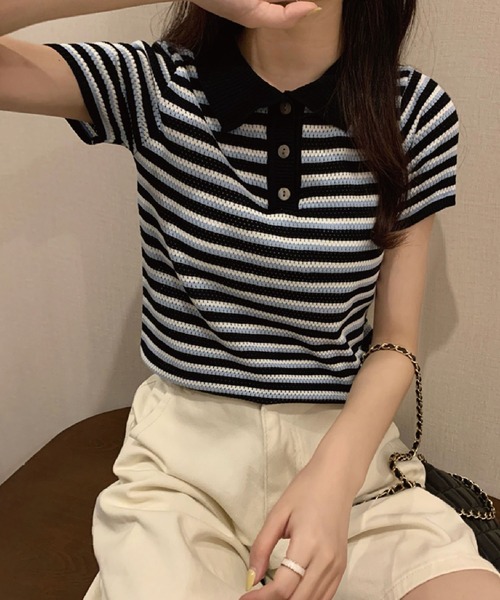 「meJane」 半袖ポロシャツ FREE ベージュ レディース_画像9