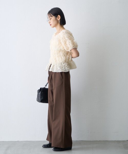 ワイドパンツ ジーンズ デニム デニムパンツ 「美脚見え/3サイズ展開」柔らかルーズフレアイージーデニム レディースの画像