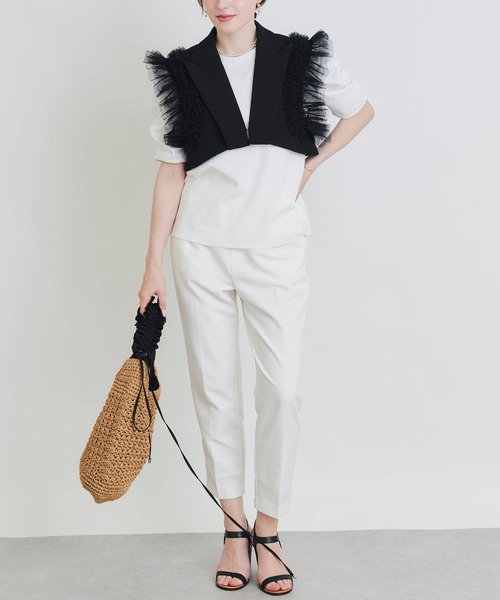 PICCIN PERLA ベスト ジレ チュールフリルスリーブ2WAYジレ レディース