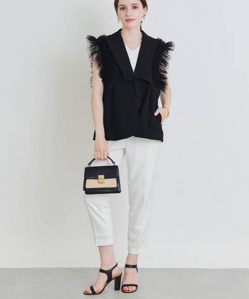 PICCIN PERLA ベスト ジレ チュールフリルスリーブ2WAYジレ レディース