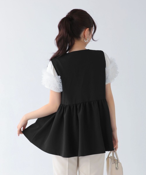 Fit more（フィットモア） ベスト ジレ 夏 フロントリボンペプラムジレ