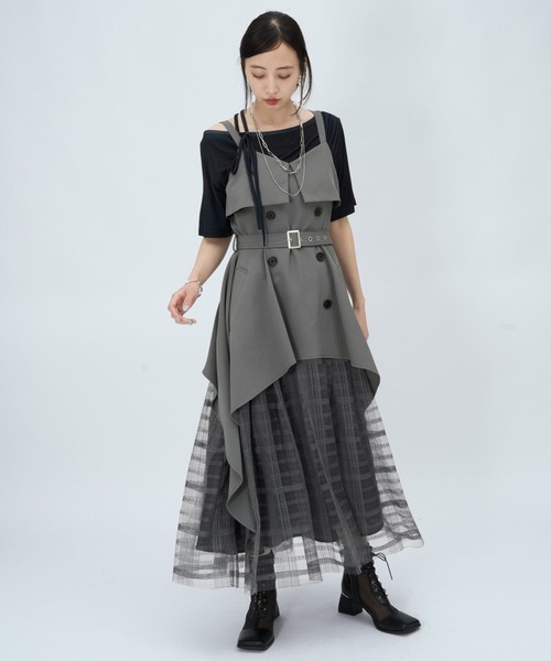 HARE（ハレ） ワンピース レースレイヤートレンチキャミワンピース