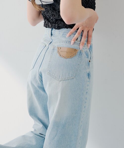 ワイドパンツ ジーンズ デニム デニムパンツ 「SALON by Chico」ハイウエストストレートワイドデニムパンツ レディースの画像