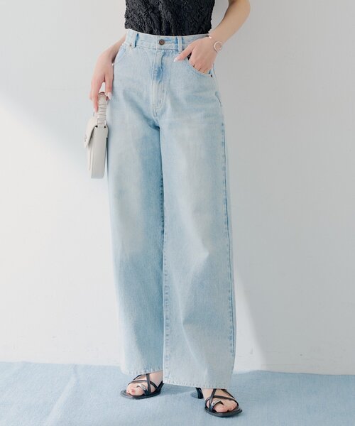 ワイドパンツ ジーンズ デニム デニムパンツ 「SALON by Chico」ハイウエストストレートワイドデニムパンツ レディースの画像