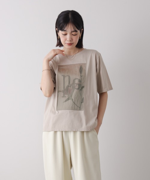 tシャツ フラワーロゴプリントTee レディースの画像