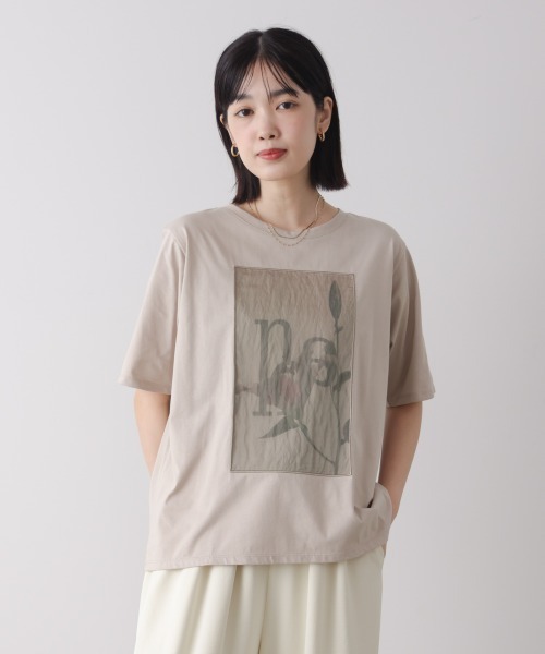 tシャツ フラワーロゴプリントTee レディースの画像