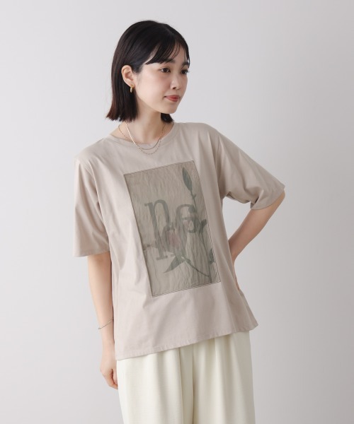 tシャツ フラワーロゴプリントTee レディースの画像