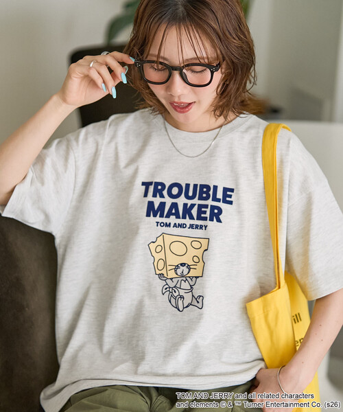 tシャツ 半袖 限定展開　TOM AND JERRY/トムとジェリー フロッキー ロゴ 半袖 Tシャツ レディース | FREAK'S STORE