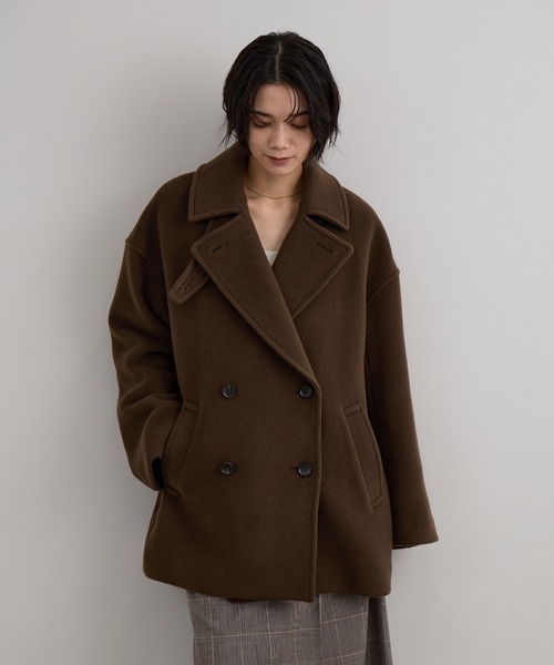 PLAGE ウール100% ブラウンピーコート SALON adam et rope'（サロン アダム エ ロペ） ピーコート pコート