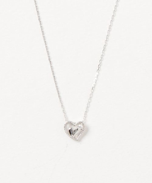 美品【con affetto】K10クラウンダイヤモンドネックレス con affetto ネックレス K10ダイヤハートネックレス レディース