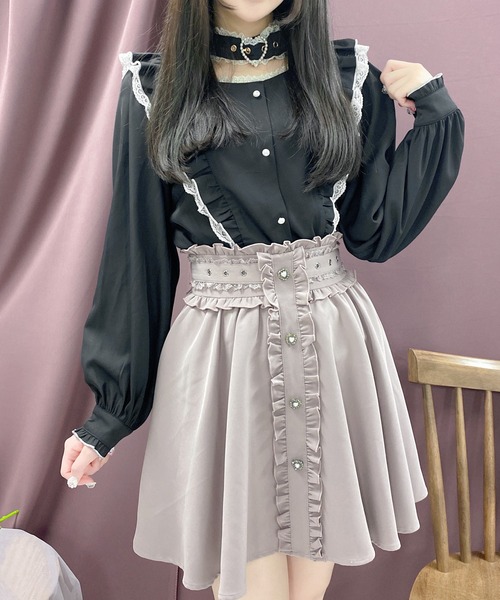 ROJITA ハートバックルラッフルフリルブラウス ROJITA シャツ ブラウス ハートバックルラッフルフリルブラウス