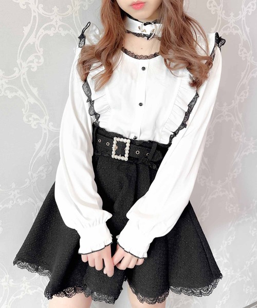 ROJITA シャツ ブラウス ハートバックルラッフルフリルブラウス