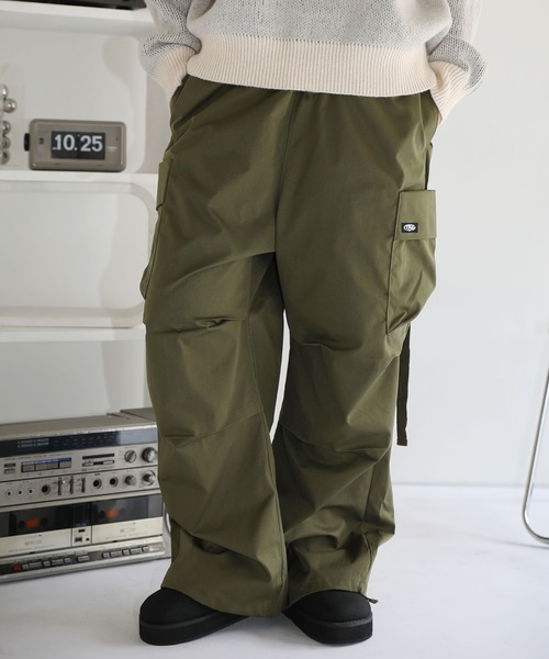 カーゴパンツ サイドポケットスーパーワイドタックミリタリー