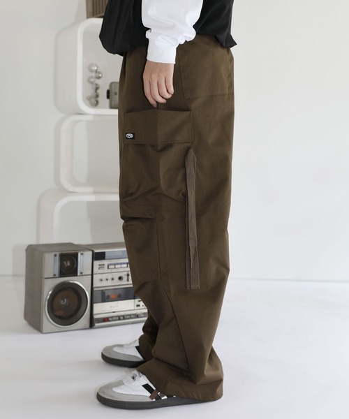 カーゴパンツ サイドポケットスーパーワイドタックミリタリー
