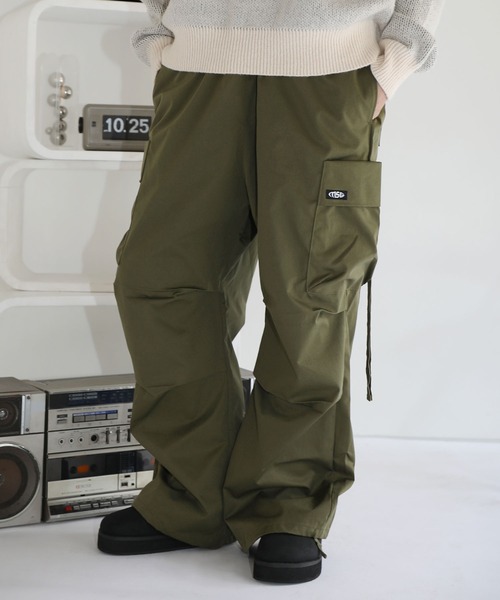 カーゴパンツ サイドポケットスーパーワイドタックミリタリー
