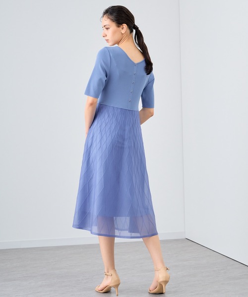 極美品　希少　ANAYI 　アナイ 　ニットワンピース 　総柄　ブルー　Sサイズ ANAYI ワンピース シースルーダイヤ柄ニット : ZOZOTOWN Yahoo
