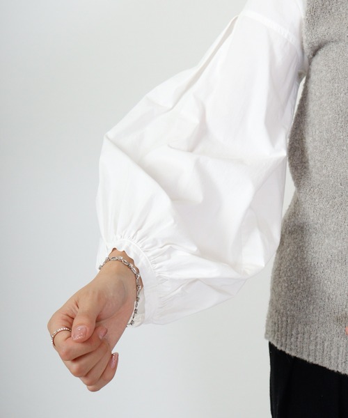 ブラウス シャツ EGLANTINE ブークレーニットドッキングブラウス レディース EGLANTINE ブラウス シャツ ブークレーニットドッキングブラウス