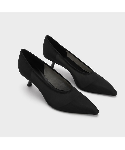 CHARLES ＆ KEITH パンプス メッシュスラントヒール ポイン