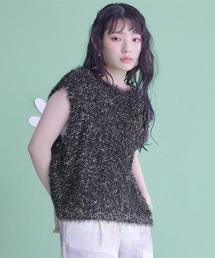 miette（ミエット） ベスト ジレ 2wayリボンラメシャギーニットベスト