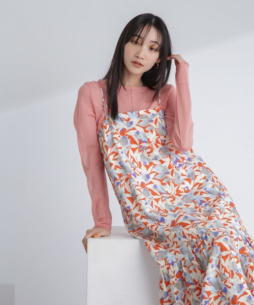 リナックス❣️ ボタニカルプリントキャミソールワンピース　ホワイト１ ボタニカルプリントキャミソールワンピース(マキシ・ロング