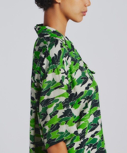 DOUBLE STANDARD CLOTHING ブラウス シャツ カモフラ柄レーヨン