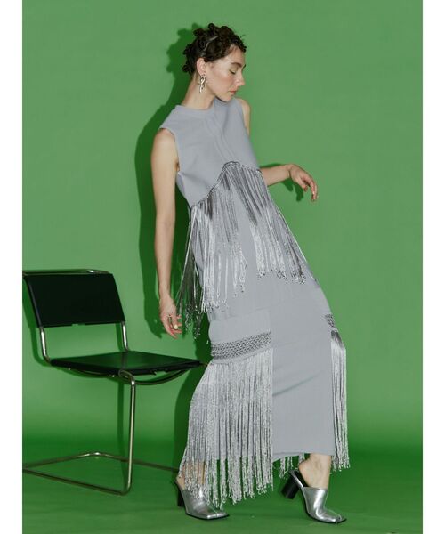 UN3D. ニット セーター FRINGE LAYERED SLEEVELESS KT