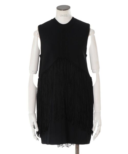 UN3D. ニット セーター FRINGE LAYERED SLEEVELESS KT
