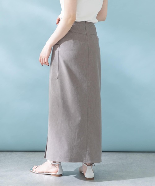 ロング スカート リネンストレッチスリットスカート : ZOZOTOWN Yahoo
