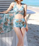 水着 体型カバー タンキニ 水着3点セットパレ...の詳細画像3