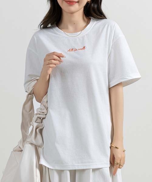 DAY CLOSET tシャツ レディース 半袖ロゴ刺繍Tシャツ レディース