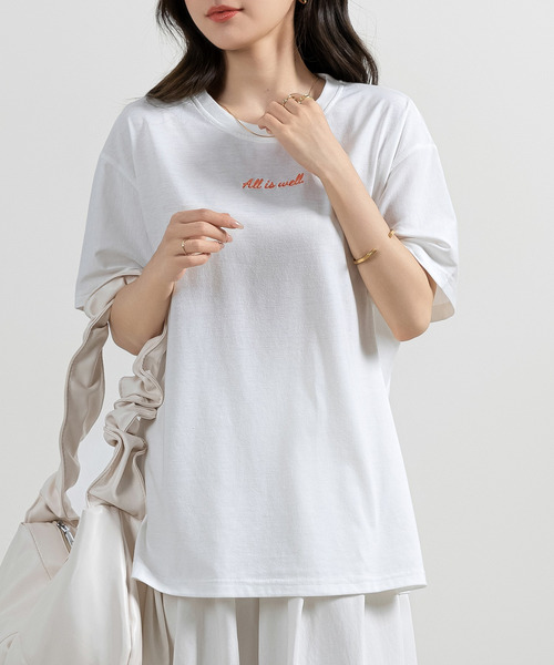 DAY CLOSET tシャツ レディース 半袖ロゴ刺繍Tシャツ レディース