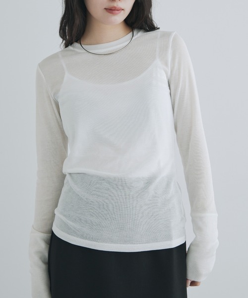 tシャツ 「kiehtova」SHEER COVER LONG TEE/シアーカバーロング ティーシャツ レディース kiehtova】SHEER COVER LONG TEE/シアーカバーロング ティー