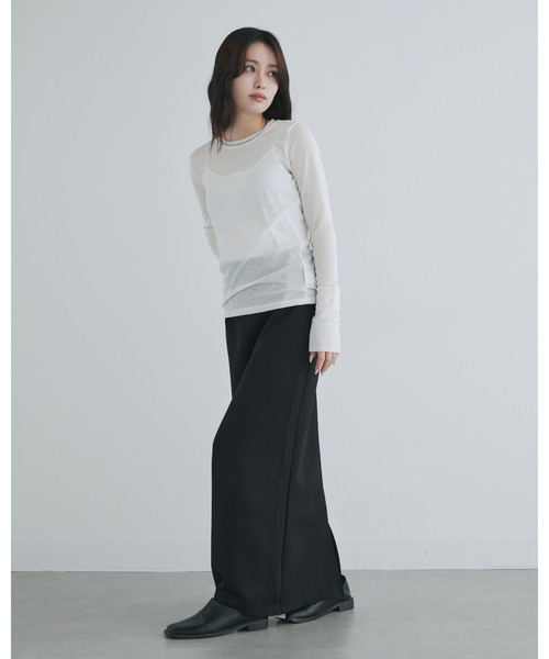 tシャツ 「kiehtova」SHEER COVER LONG TOPS/シアーカバーロングトップス KTWR21 レディース kiehtova】LAYERED SHEER TOPS/レイヤード シアー トップス（T