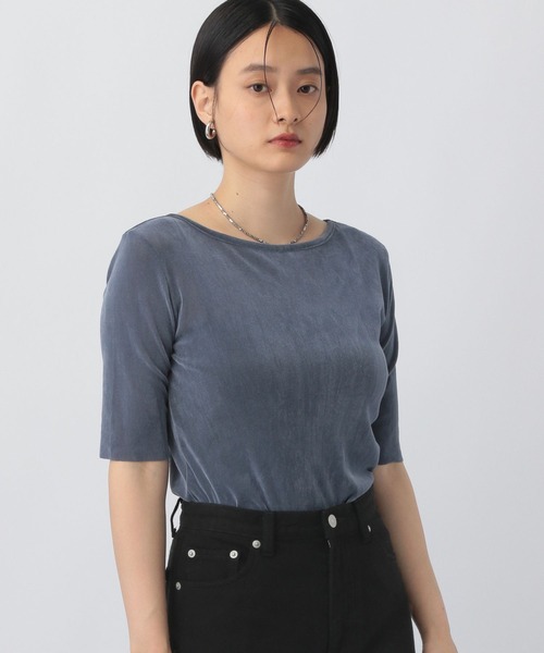 tシャツ ベロアプルオーバー_5分袖 レディース