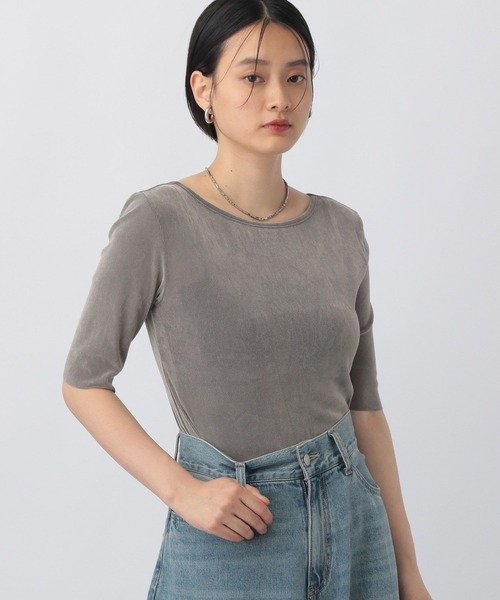 A part by（アパートバイ） tシャツ ベロアプルオーバー_5分袖