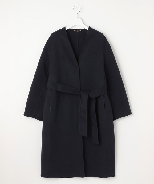 自由区（ジユウク） ノーカラーコート コート ウールリバーロング