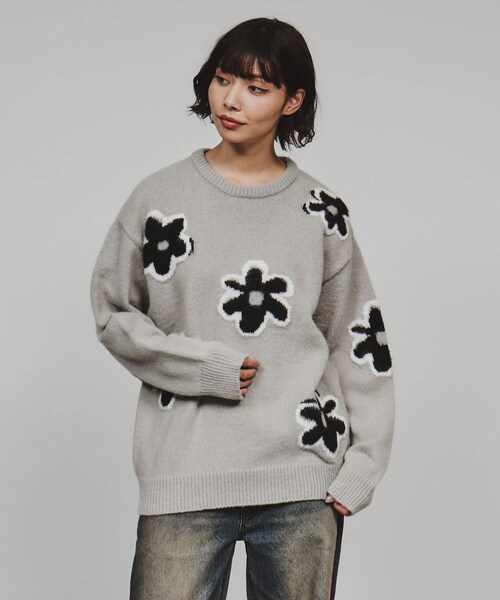 tk.TAKEO KIKUCHI ニット セーター フラワーニットプルオーバー