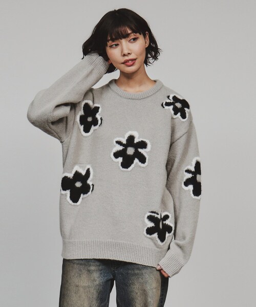 Tach clothing タッチクロージング　フラワー　ニット tk.TAKEO KIKUCHI ニット セーター フラワーニットプルオーバー