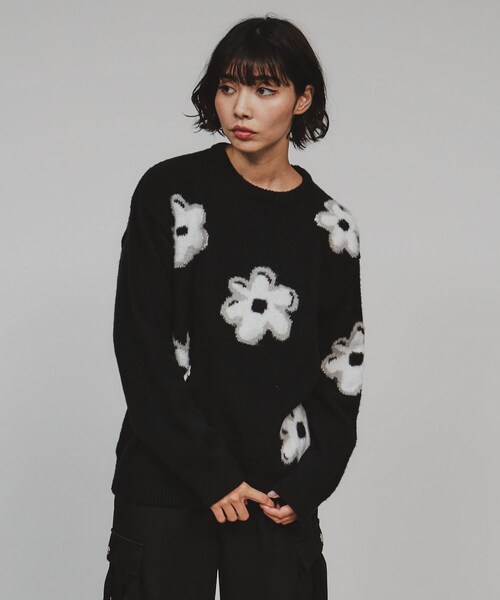 tk.TAKEO KIKUCHI ニット セーター フラワーニットプルオーバー