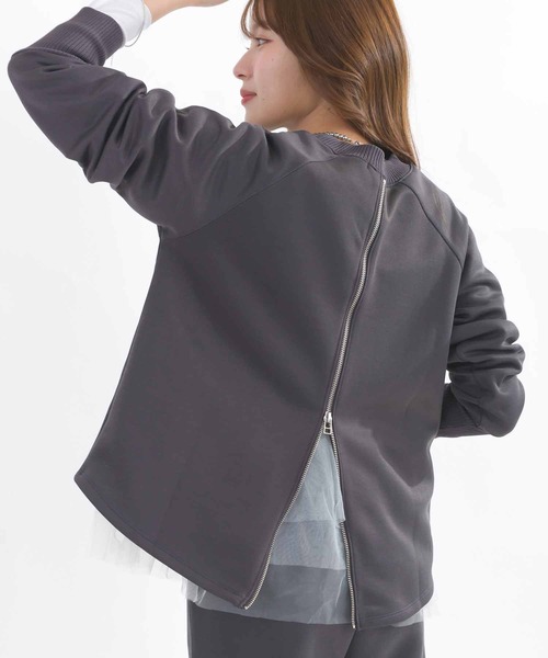 tシャツ 「WEB限定」「セットアップ可能」ウォッシャブルバックジッププルオーバー レディース