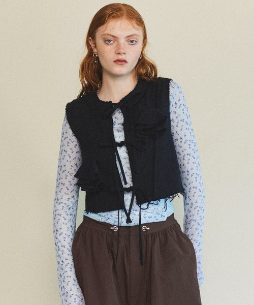 ブラウス シャツ Flower Rustic Tops/フラワーラスティックトップス「MAISON SPECIAL/メゾンスペシャル」 レディース