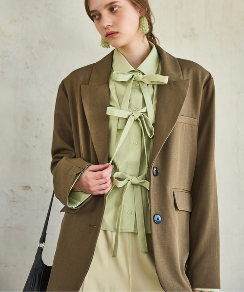 DKNY ベージュ テーラードジャケット 1B ピークドラペル R35 DKNY ベージュ テーラードジャケット 1B ピークドラペル R35