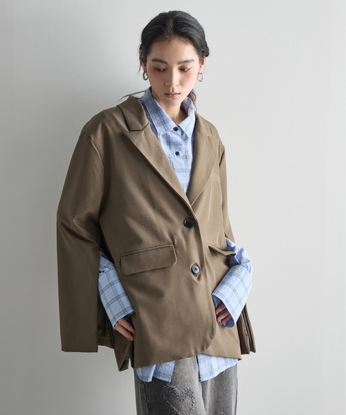 DKNY ベージュ テーラードジャケット 1B ピークドラペル R35 DKNY ベージュ テーラードジャケット 1B ピークドラペル R35