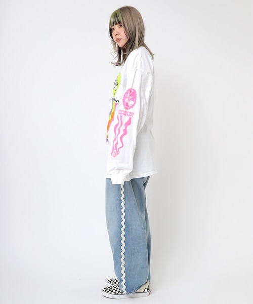 tシャツ M2417 レインボーキャラロンT レディース Printstar Tシャツ 長袖 レディース ユニセックス 袖リブ ロンT