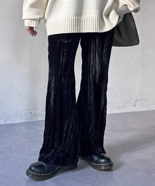 CPCM（シーピーシーエム） パンツ クラッシュベロアパンツ レディース